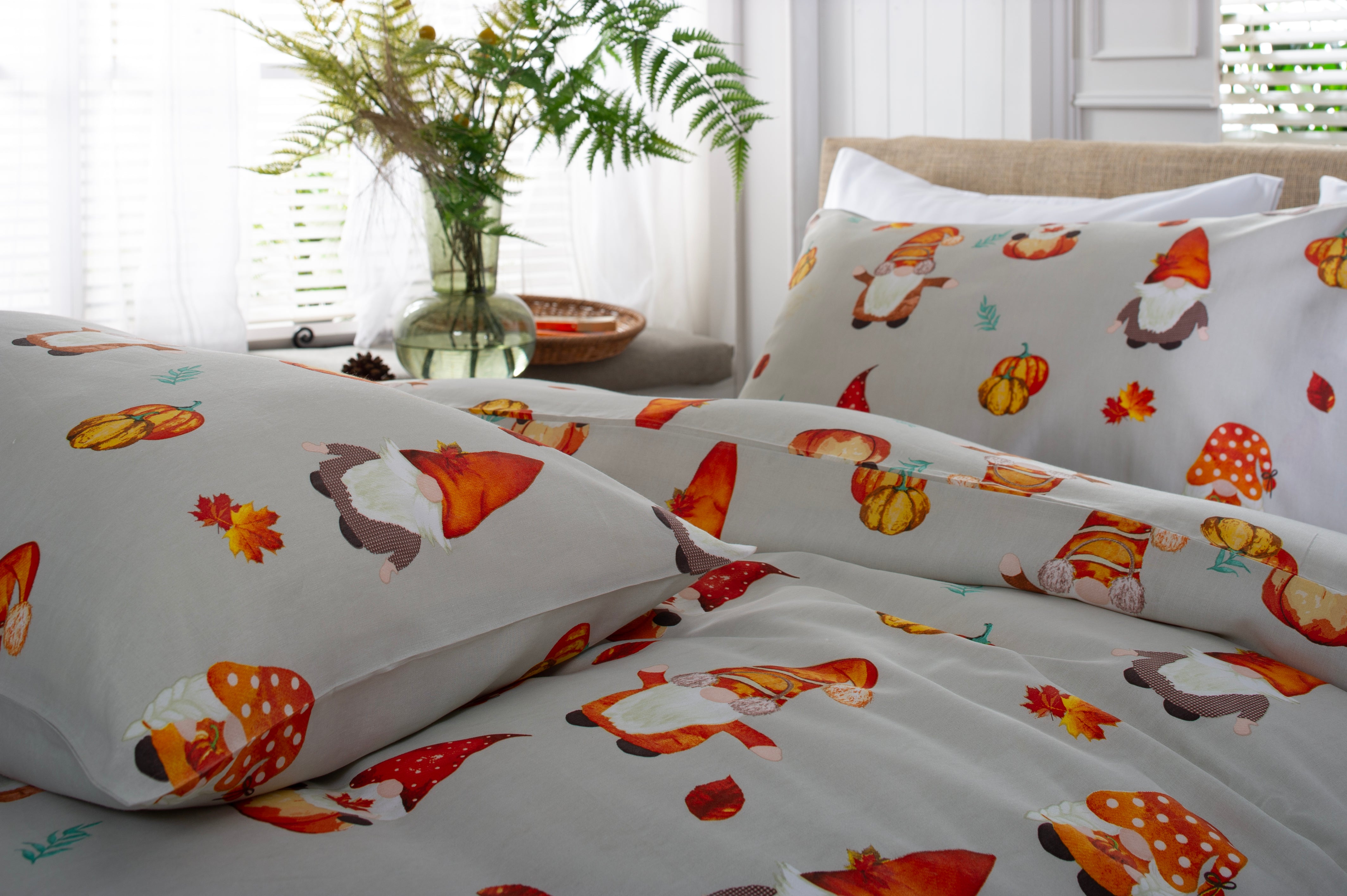 Autumn Gonks 200 Count Cotton Rich Bedlinen Duvet Set