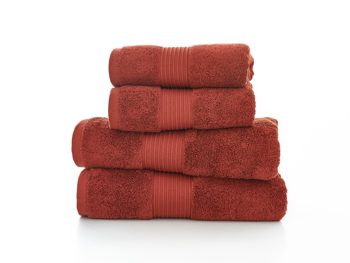 Bliss Pima Cotton Towels in Paprika, on white