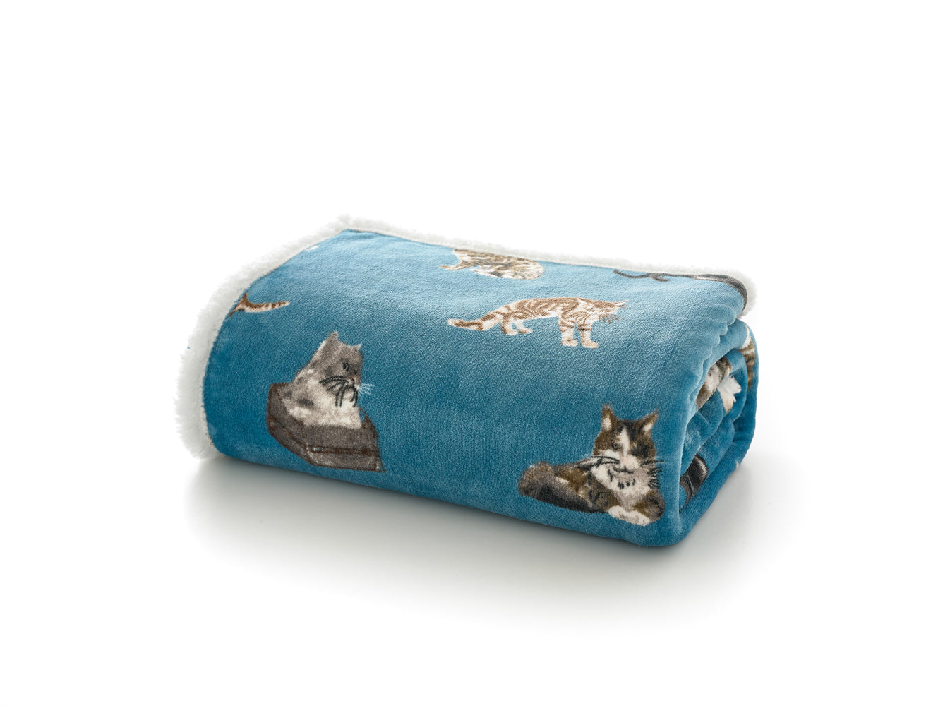 Cats Printed Sherpa Printed Soft Fleece 140x180cm Throw