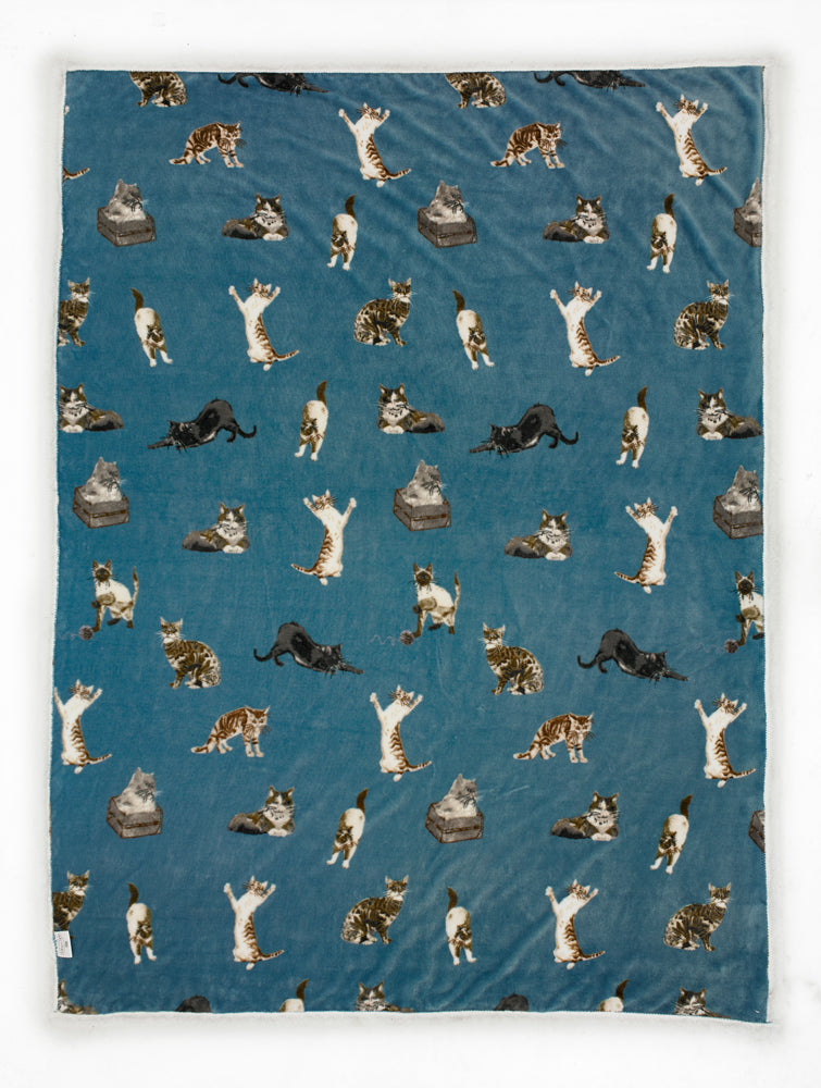 Cats Printed Sherpa Printed Soft Fleece 140x180cm Throw