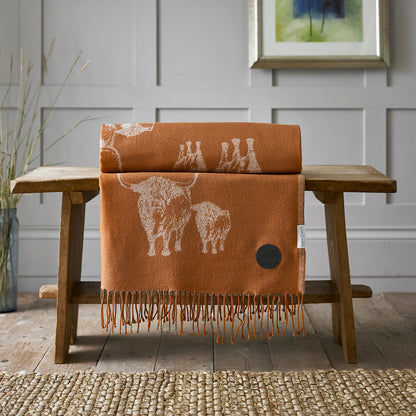 Cow and Calf Faux Cashmere Throw