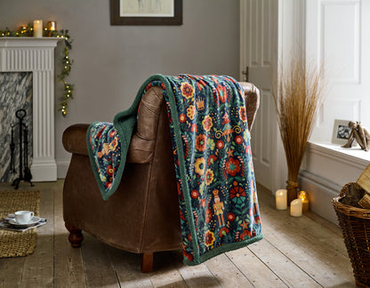 Folkloric Nutcracker Sherpa Throw 130x170cm
