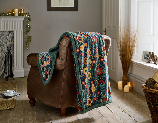 Folkloric Nutcracker Sherpa Throw 130x170cm