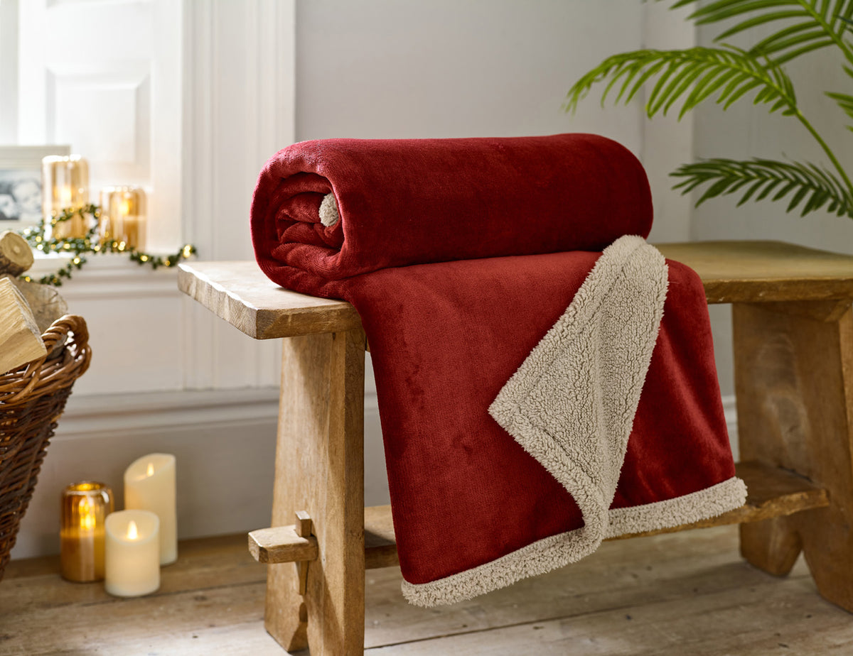 Hazelwood Sherpa Fleece Throw 1300x170cm