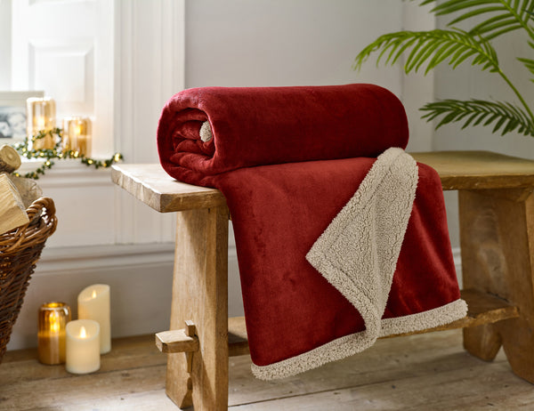 Hazelwood Sherpa Fleece Throw 1300x170cm