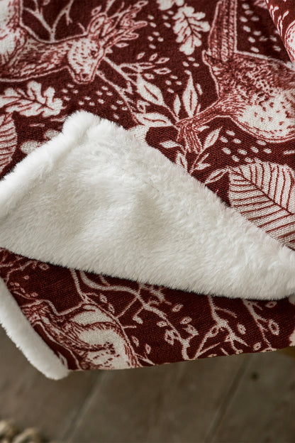 Hidden Forest Printed Sherpa Fleece Throw