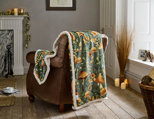 Mushroom Sage Green Sherpa Throw