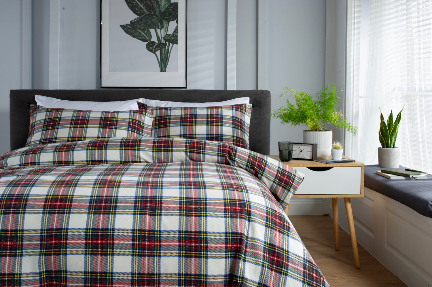 Stewart Dress Tartan Printed Brushed Cotton Cosy Bedlinen Duvet Set