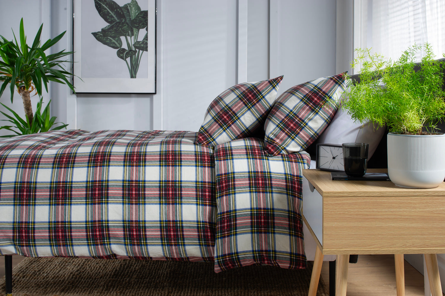 Stewart Dress Tartan Printed Brushed Cotton Cosy Bedlinen Duvet Set