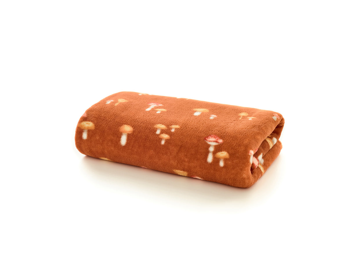 Toadstool Scatter Throw Rust – Fleece Blanket 140x180cm