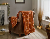 Toadstool Scatter Throw Rust – Fleece Blanket 140x180cm