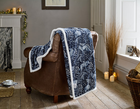 Woodland Folk Sherpa Throw 140x180cm