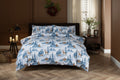 Deyongs Snowy Bear brushed cotton duvet set with a snowy forest scene in blue and white