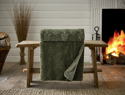 Forest Sculptured Faux Fur Throw