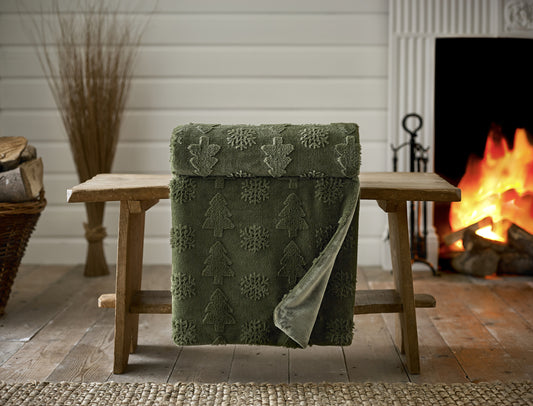 Forest Sculptured Faux Fur Throw