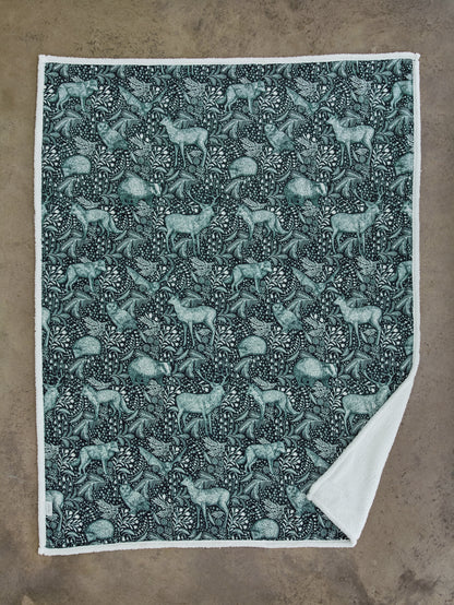 Woodland Folk Sherpa Throw 140x180cm