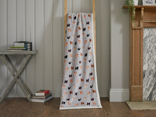 Doodle Dog Sherpa Fleece Throw