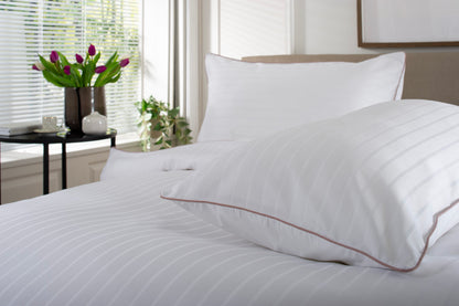 Durrant's Lane 220 Thread Count 100% Cotton White Sateen Stripe Duvet Cover Set
