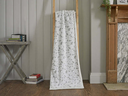 Flakes Grey Sherpa Printed Soft Fleece 125x150cm Throw