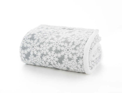 Flakes Grey Sherpa Printed Soft Fleece 125x150cm Throw
