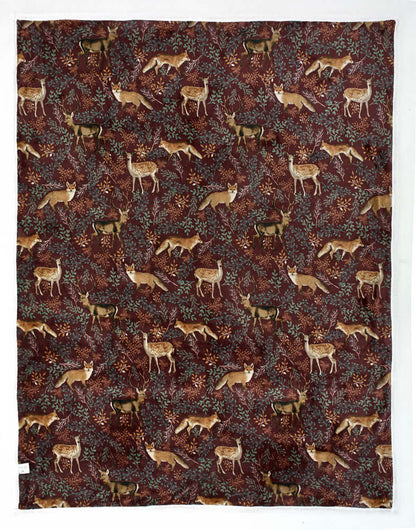 Fox and Deer Mulberry Sherpa Throw