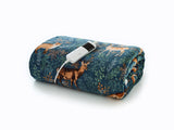 Fox and Deer Teal Heated Sherpa Throw – 140x180cm