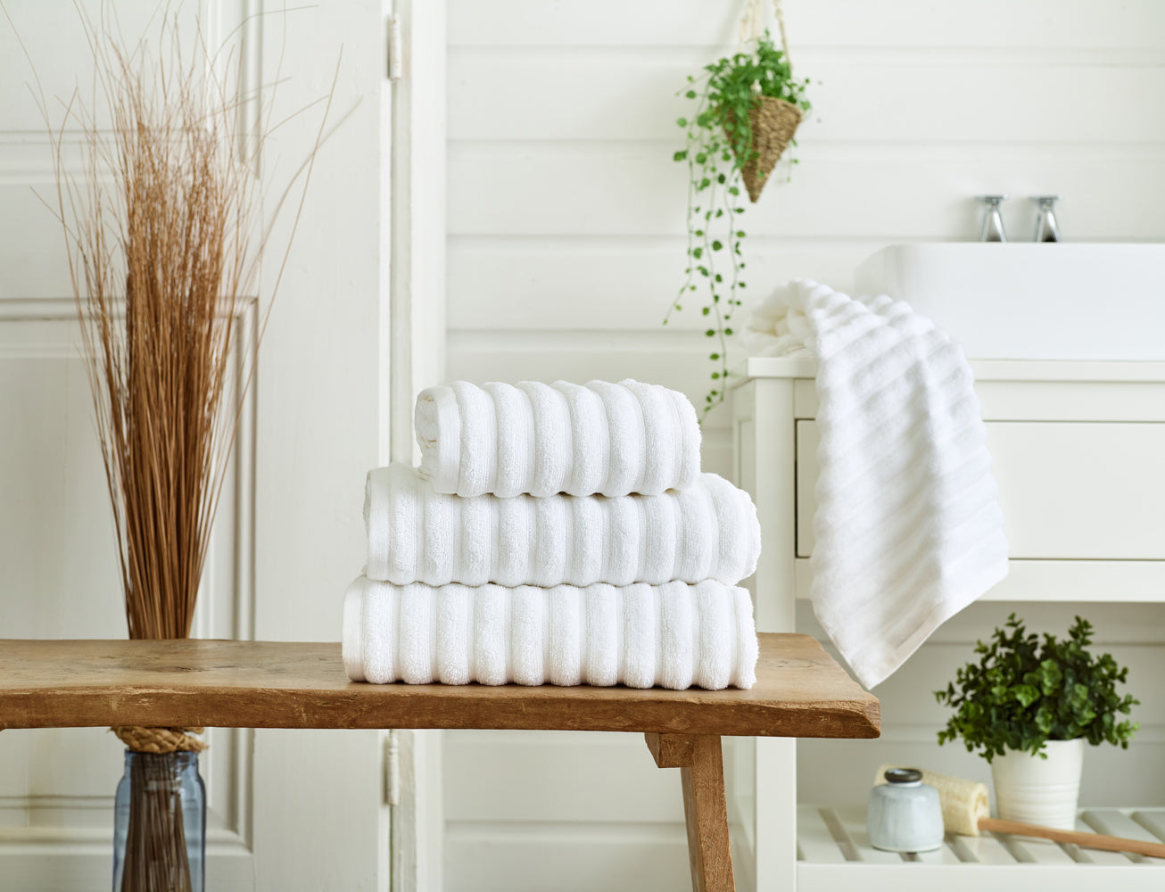 Hamilton Textured Thick Ribbed Cotton Bathroom Towels