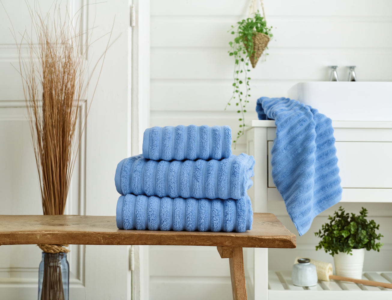 Hamilton Textured Thick Ribbed Cotton Bathroom Towels