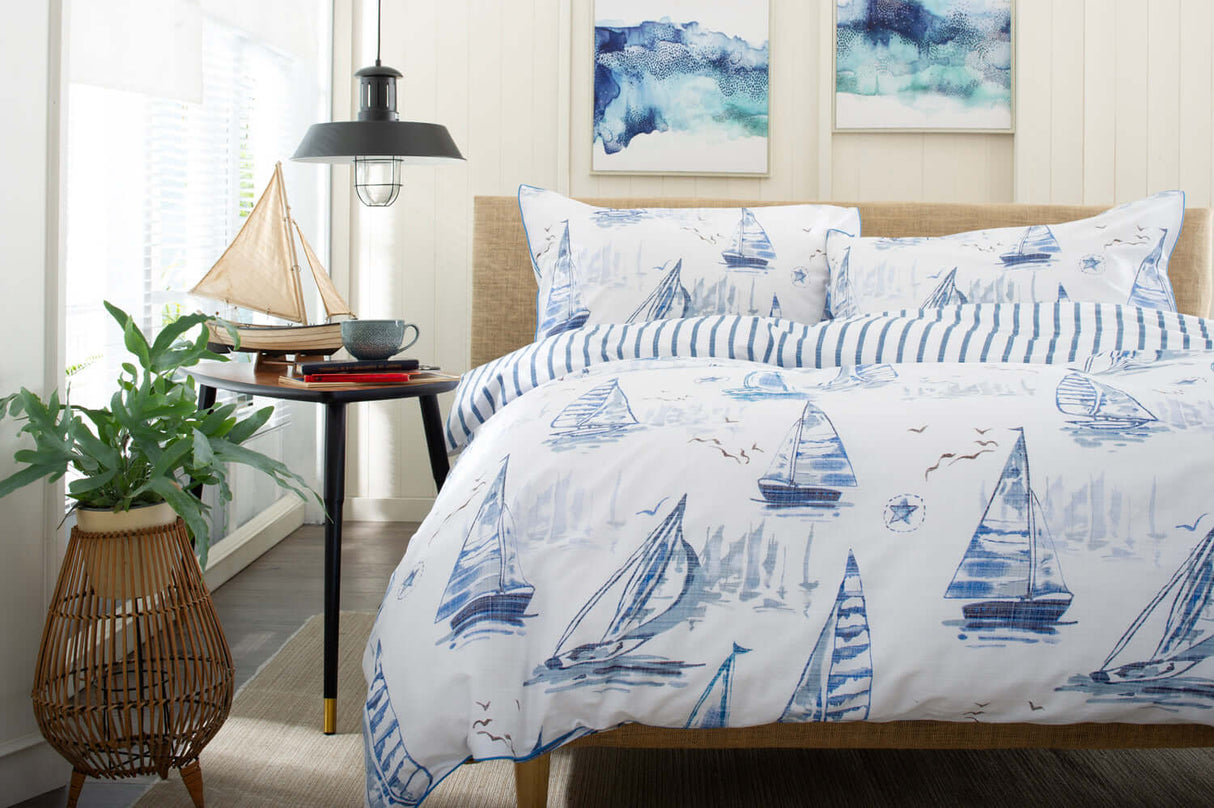 Solent Reversible Duvet Set with Fabric Bag