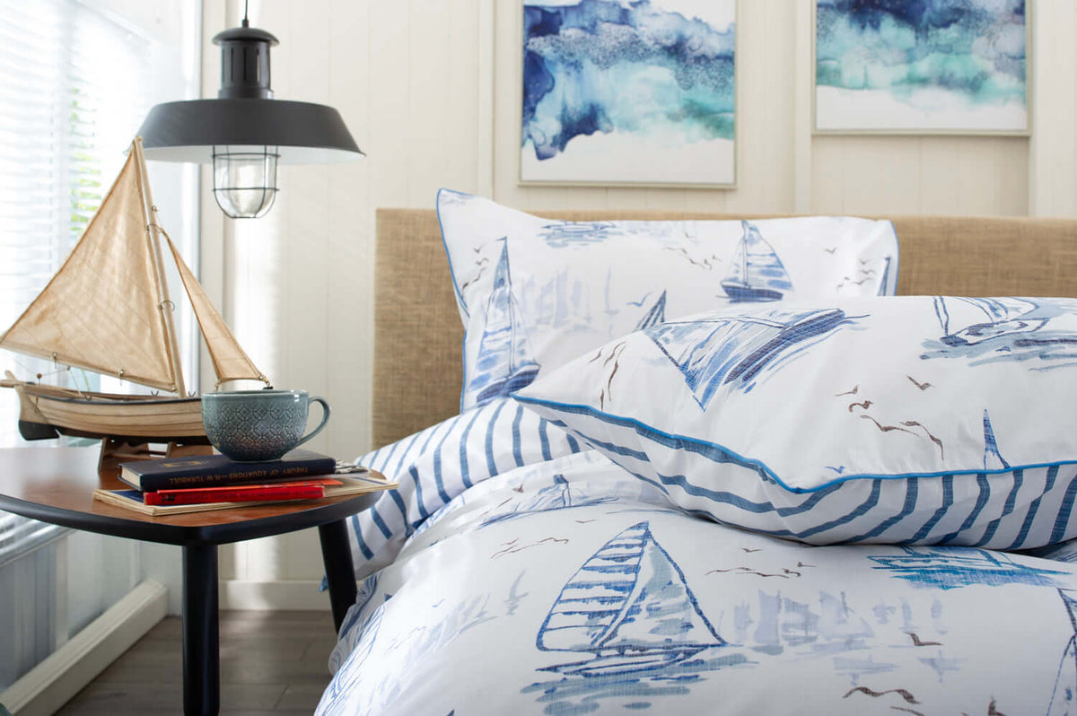 Solent Reversible Duvet Set with Fabric Bag