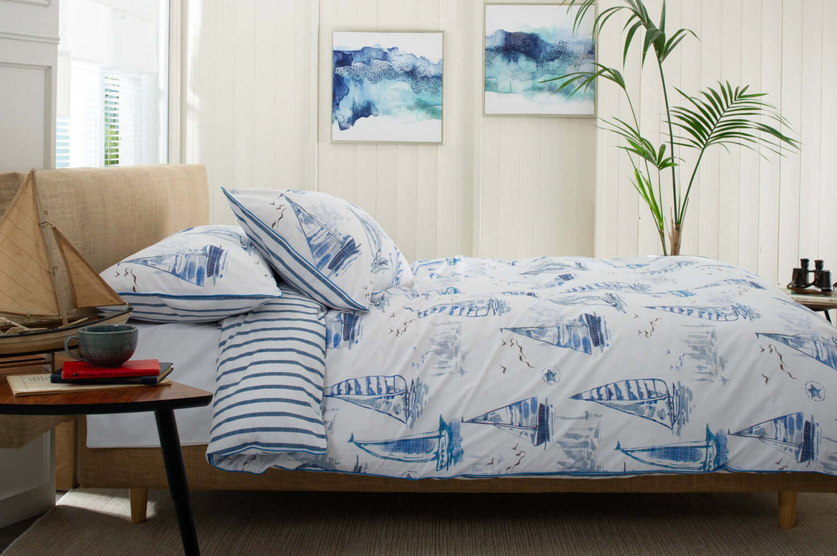 Solent Reversible Duvet Set with Fabric Bag