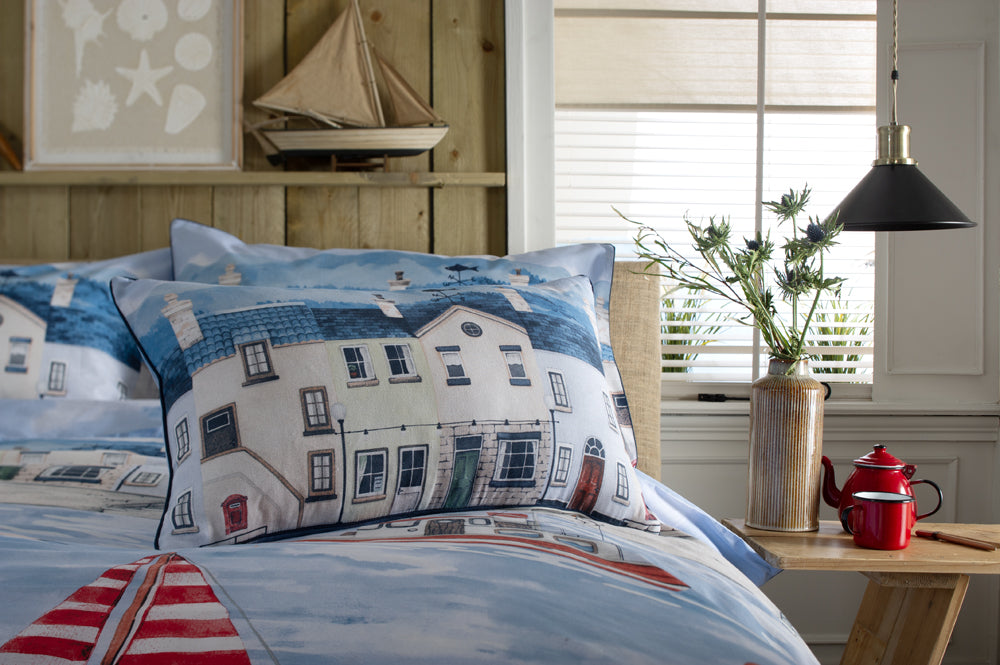 Coastal Fishing Village Cushion | Lobster Creek