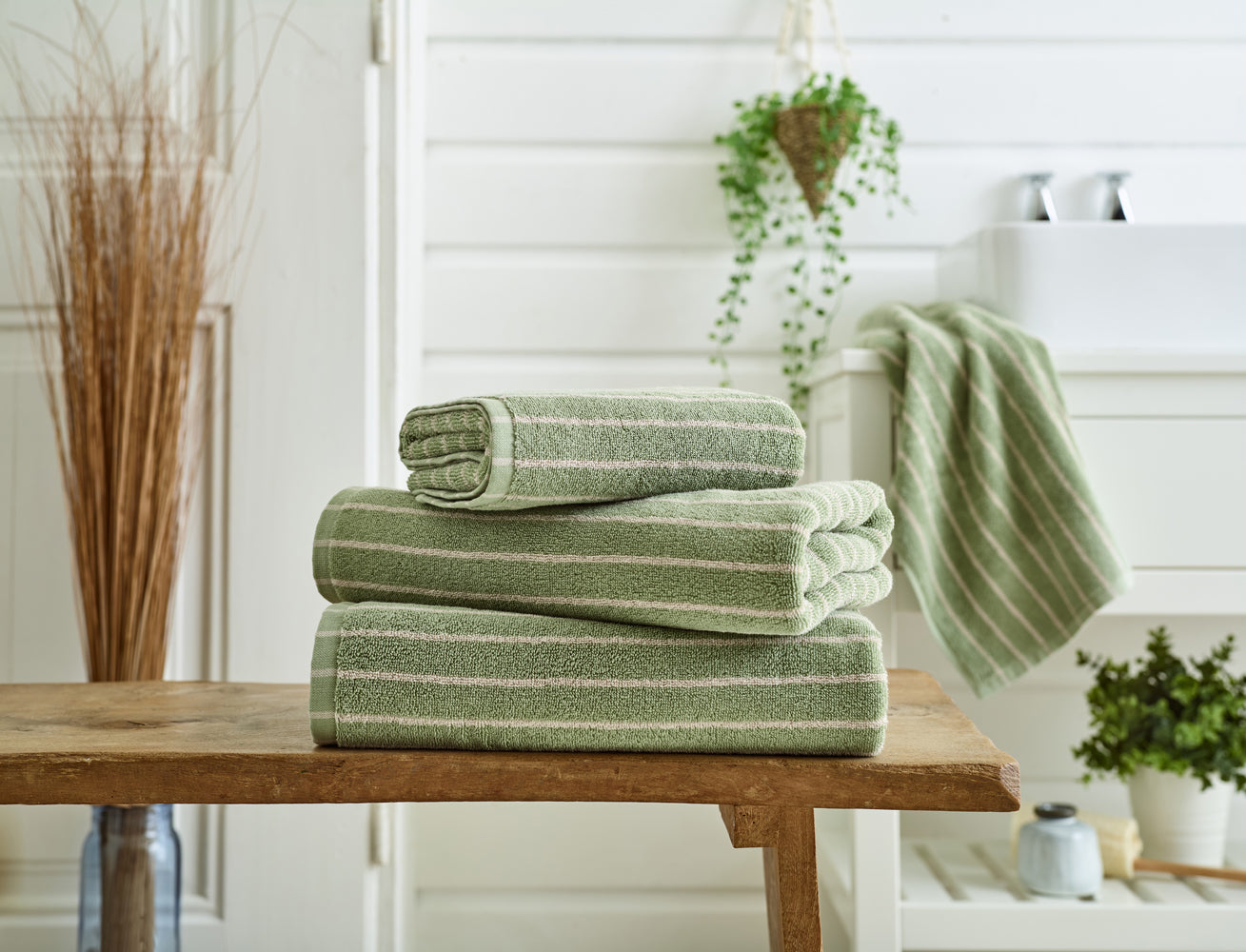 Malmo Stripe - Sage/Biscuit Lifestyle