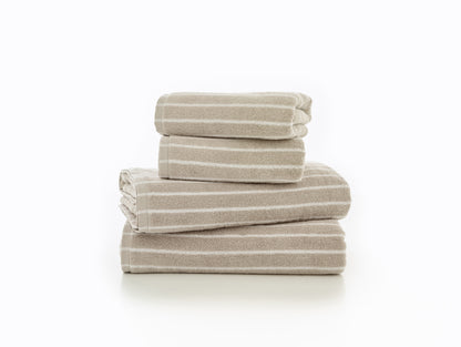 Malmo Stripe - Stone/White On White