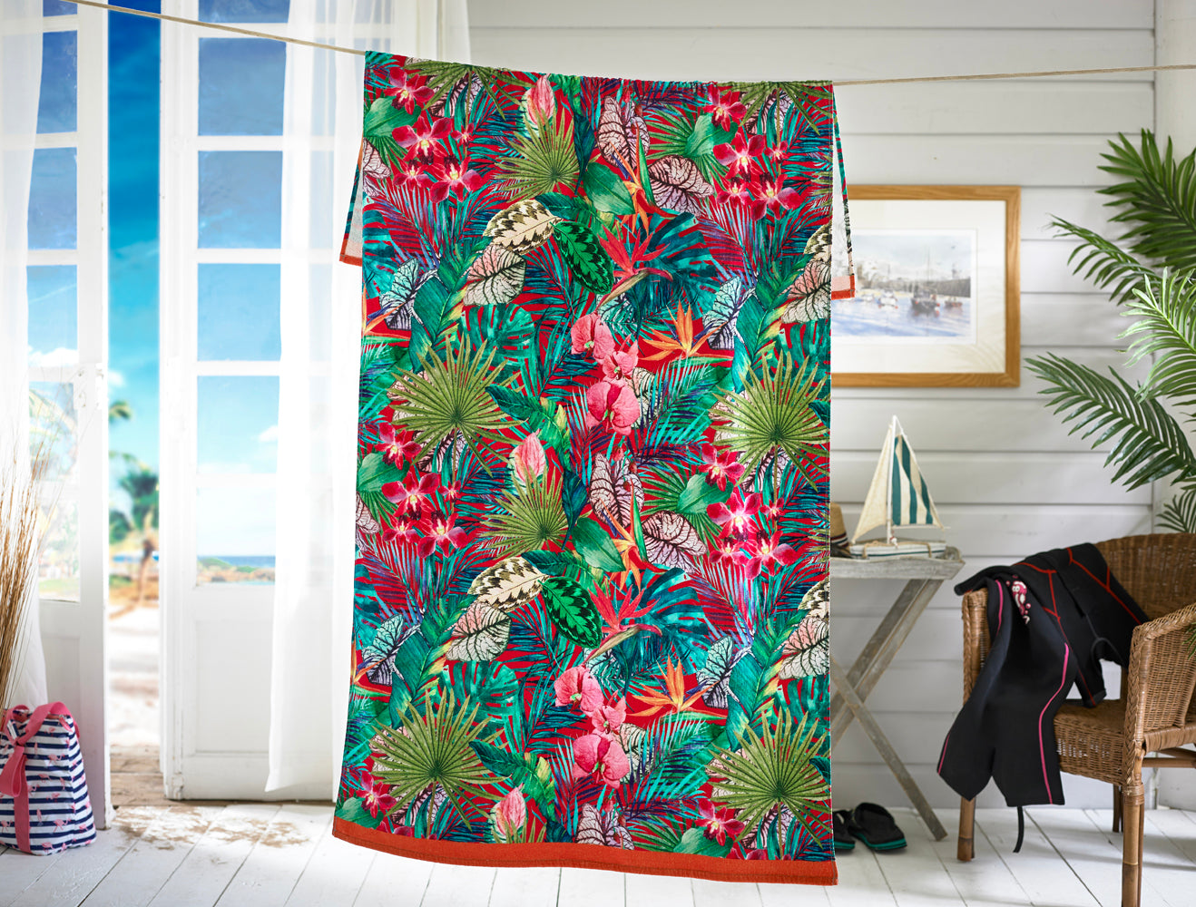 Pamplemousses Printed Velour 90x180cm Cotton Beach Towel