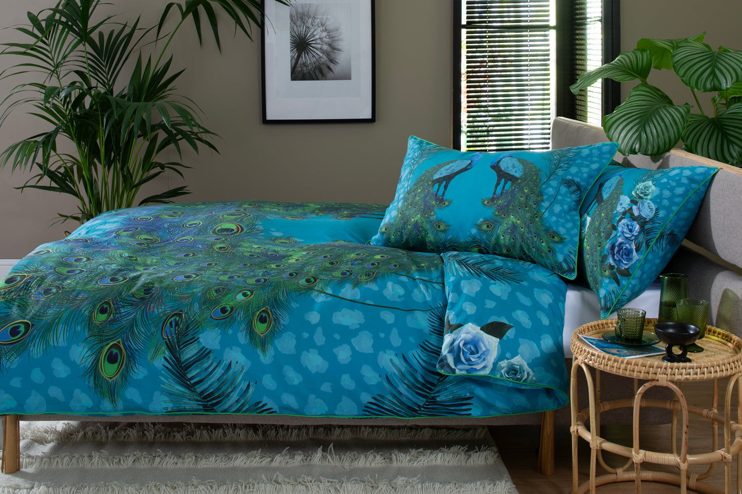 Peacock Deluxe Cotton Digital Printed Bedding Duvet Set