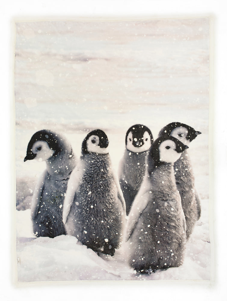 Penguin Printed Soft Fleece Faux Fur Back 140x180cm Throw