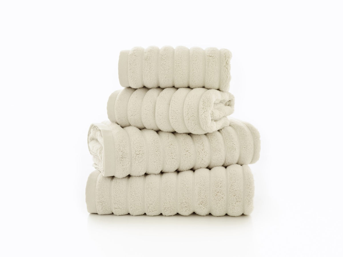 Ribbleton Zerotwist Cotton Towels in Ivory, on white