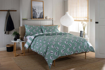 Sedge Green Reversible Duvet Set with Fabric Bag