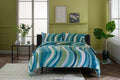 Smith Wave Green 100% Cotton Duvet Set with Fabric Bag