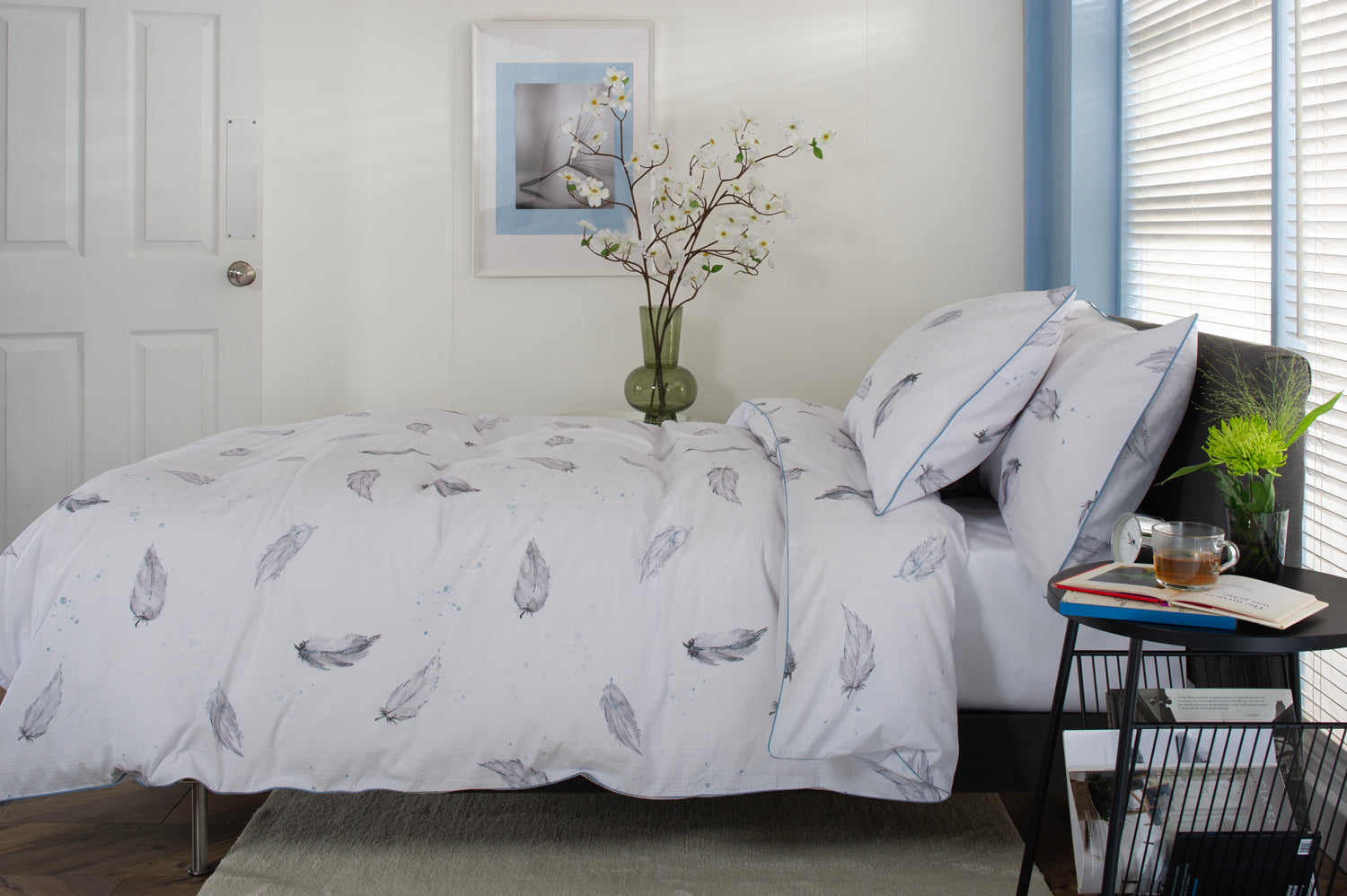 Swirl of Feathers Printed Percale Cotton Duvet Set