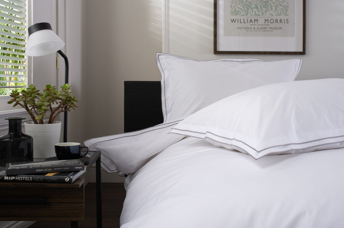 Framed Double Flange Silver Duvet Set | The Lyndon Company
