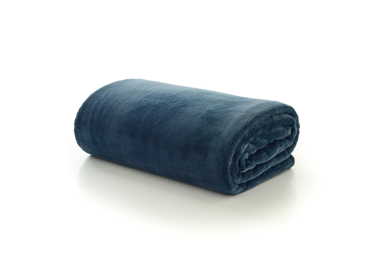 Coco Touch Throw in Navy, on white