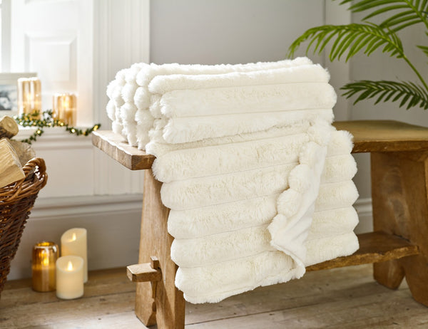 Kenwood Faux Fur Throw in Cream