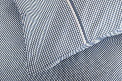 Gingham Double Piped Edges Cotton Duvet