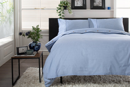 Gingham Double Piped Edges Cotton Duvet