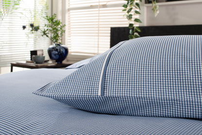 Gingham Double Piped Edges Cotton Duvet