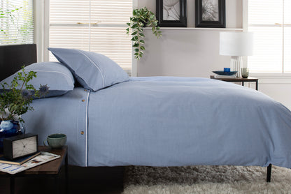 Gingham Double Piped Edges Cotton Duvet