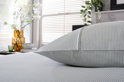 Gingham Double Piped Edges Cotton Duvet