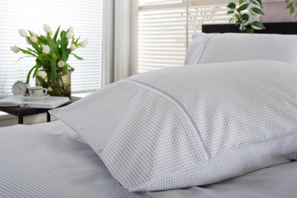 Gingham Double Piped Edges Cotton Duvet